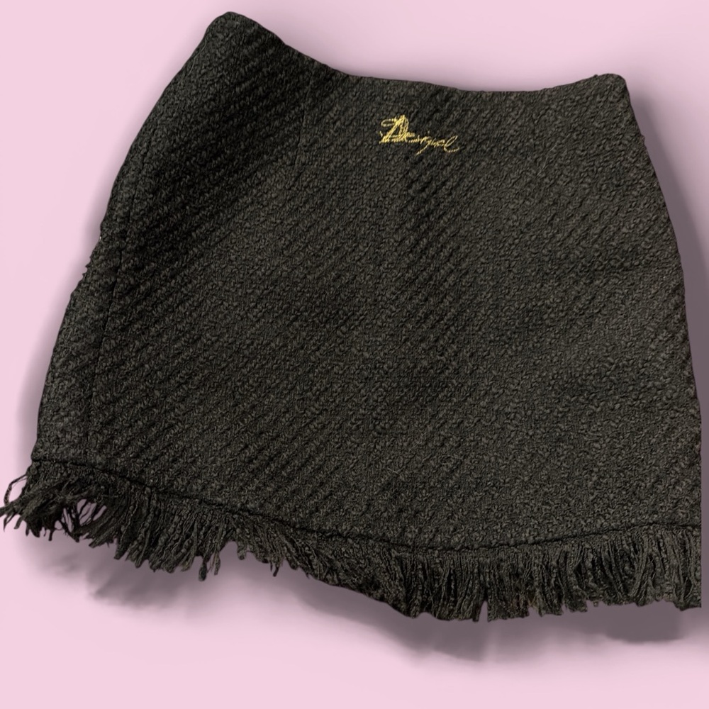 🎀DESIGUAL🎀Black Bouclé Skirt, Fringe Hem🎀Mandala Embellishments🎀EU 36/US 4🎀 - Picture 4 of 4